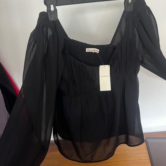 abercrombie and fitch black blouse long sleeve - Picture 1 of 2